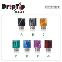 510 Acrylic and Insert Stainless Steel Drip Tip | Type C - Yellow, Type D - Green, Tape E - Blue, Type F - Purple
