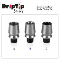 Drip Tip 510 Stainless Steel and Derlin Friction Fit | A - Wide Hole, B - Small Hole, C - Black Delrin Fitting